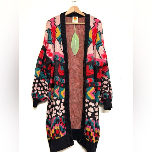 NWT FARM Rio Crazy Mix Long Knit Cardigan Size M - Picture 12 of 17